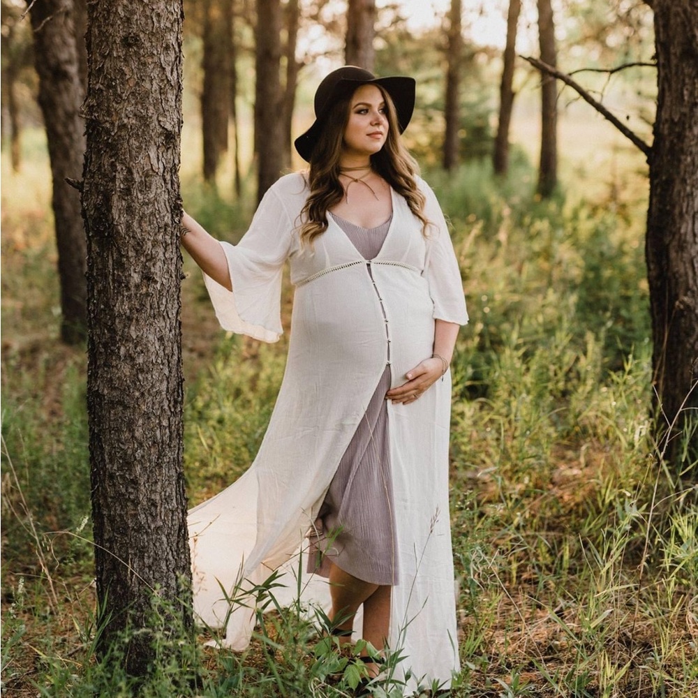 Breezy White Duster with Silver Buttons